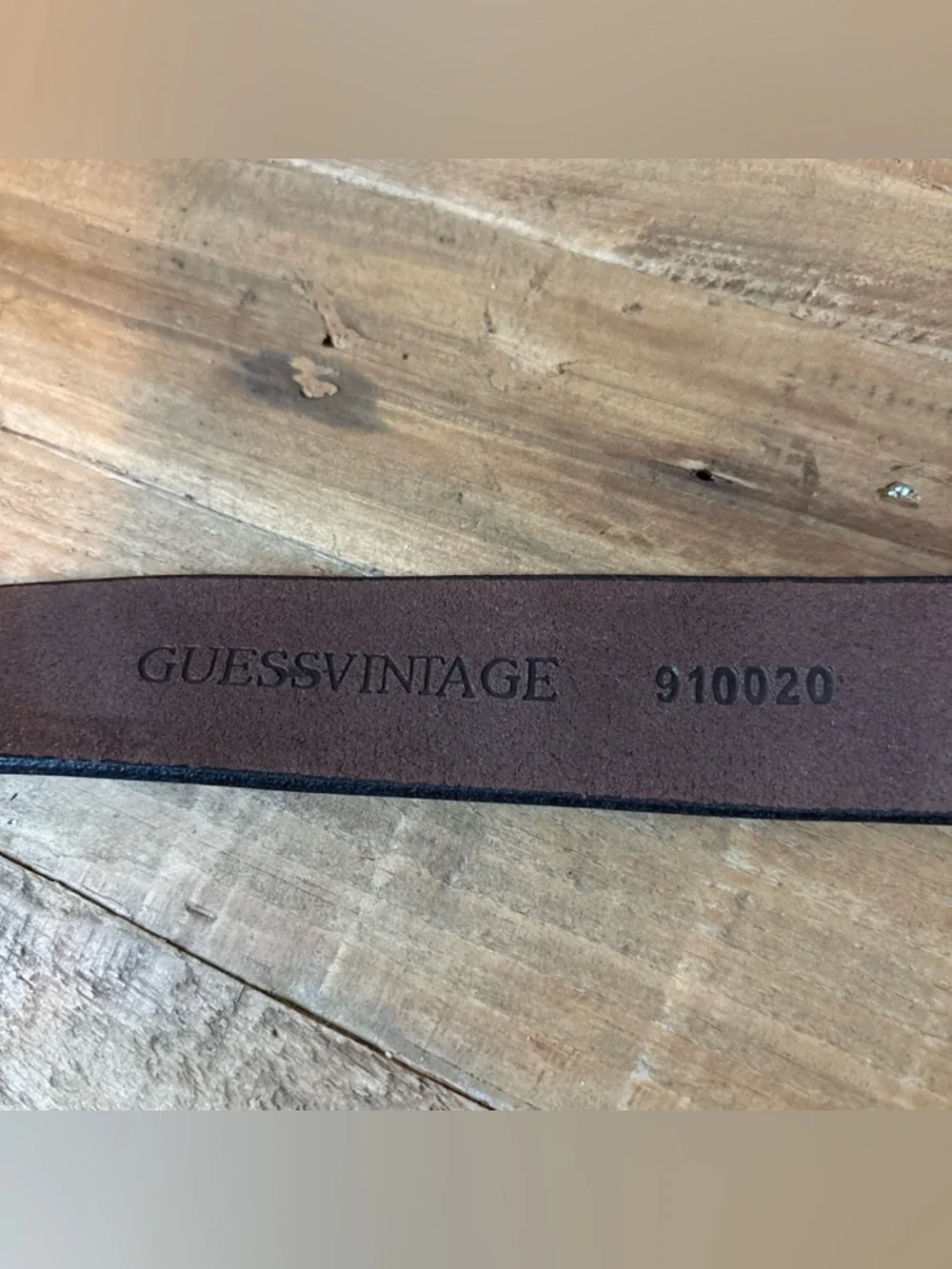 GUESS Brown Leather Men's Belt with Brass-Tone Braided Buckle
